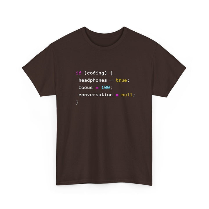 Coding With Headphones Javascript T-Shirt - Nerd Shirt -  Unisex Regular Crewneck T-Shirt