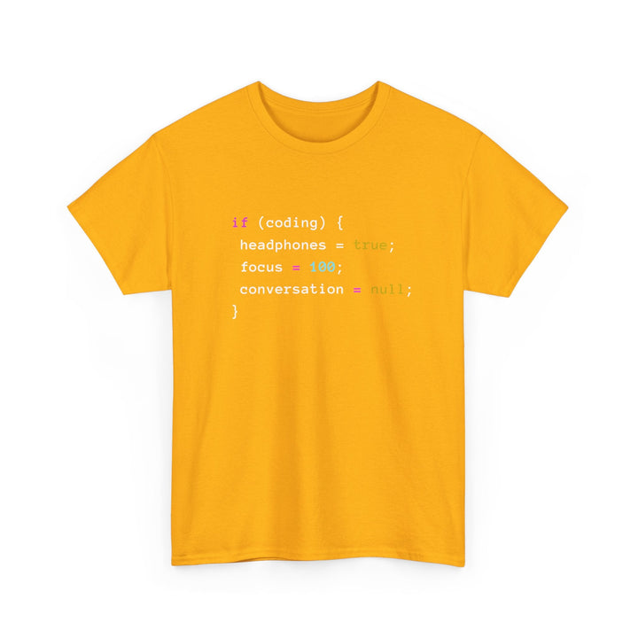 Coding With Headphones Javascript T-Shirt - Nerd Shirt -  Unisex Regular Crewneck T-Shirt