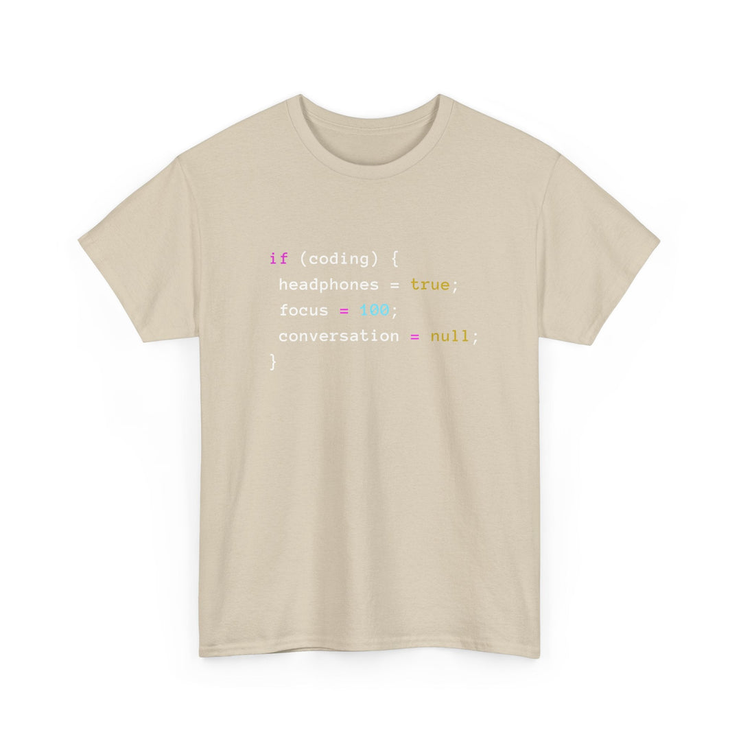 Coding With Headphones Javascript T-Shirt - Nerd Shirt -  Unisex Regular Crewneck T-Shirt