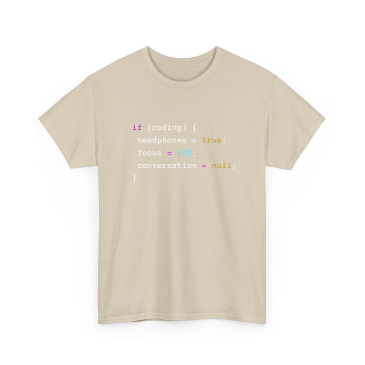 Coding With Headphones Javascript T-Shirt - Nerd Shirt -  Unisex Regular Crewneck T-Shirt