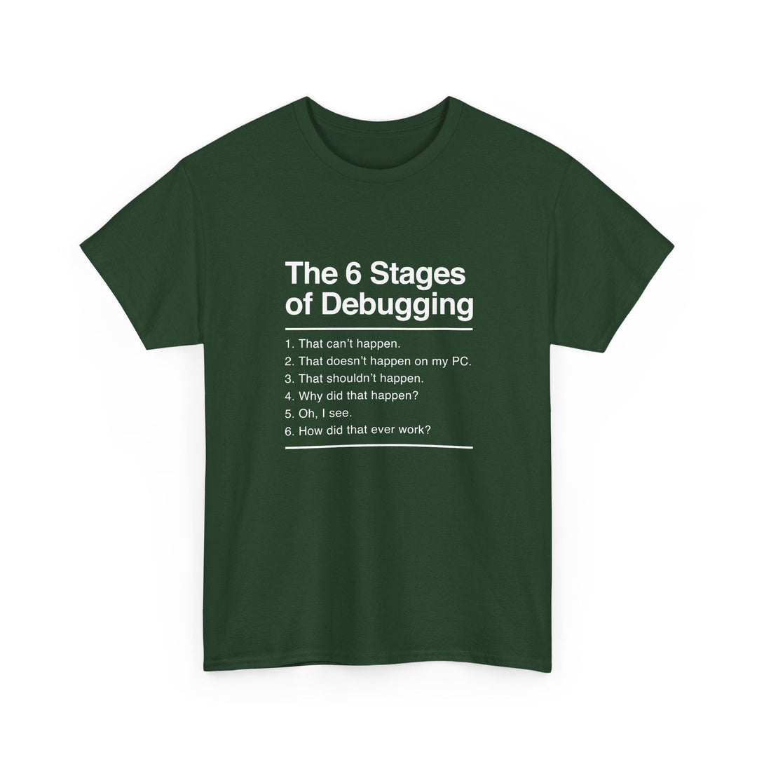 The 6 Stages Of Debugging - Coder Shirt - It Shirt -  Unisex Regular Crewneck T-Shirt