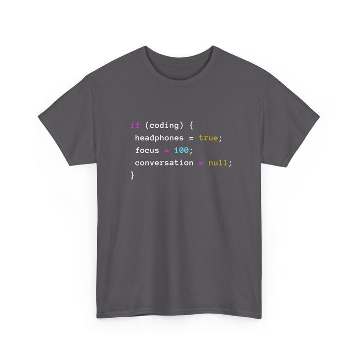 Coding With Headphones Javascript T-Shirt - Nerd Shirt -  Unisex Regular Crewneck T-Shirt