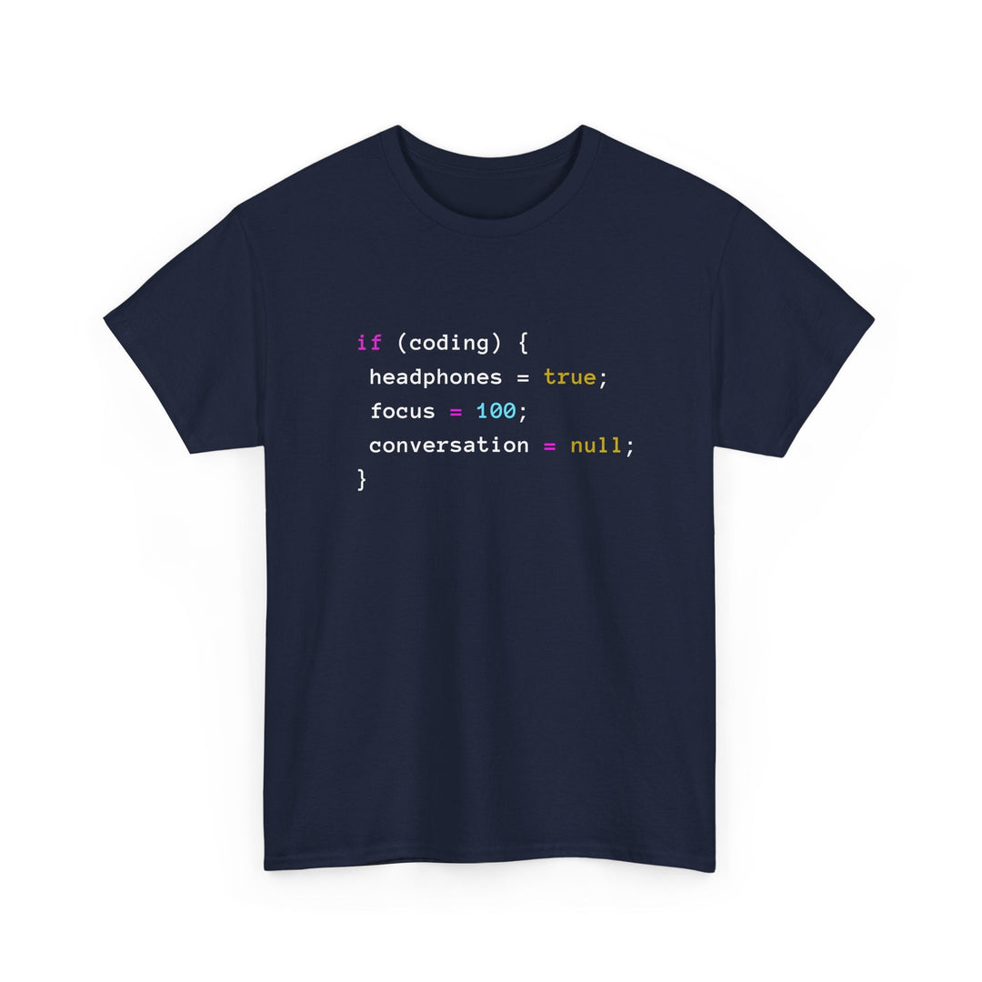 Coding With Headphones Javascript T-Shirt - Nerd Shirt -  Unisex Regular Crewneck T-Shirt