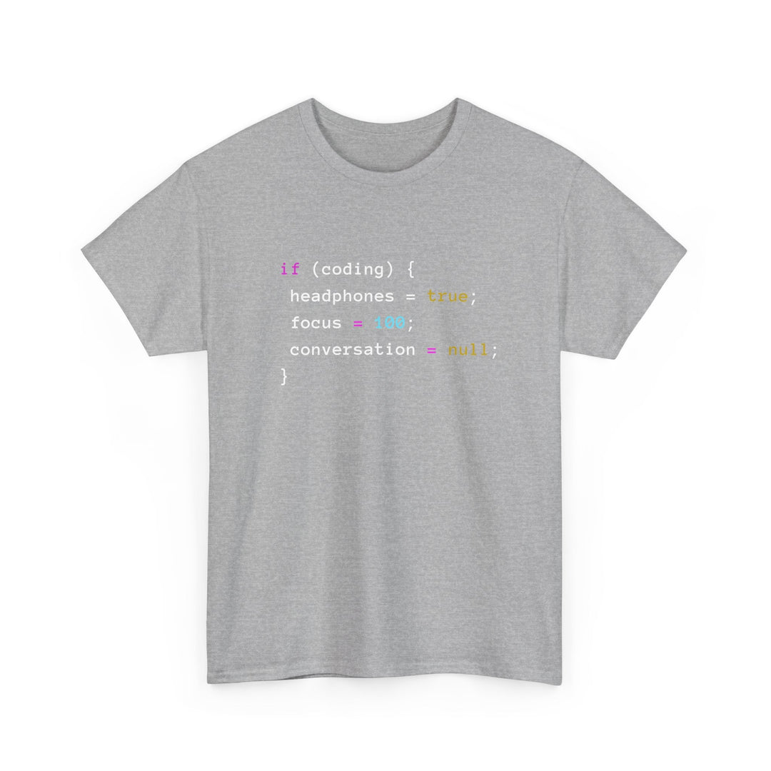 Coding With Headphones Javascript T-Shirt - Nerd Shirt -  Unisex Regular Crewneck T-Shirt