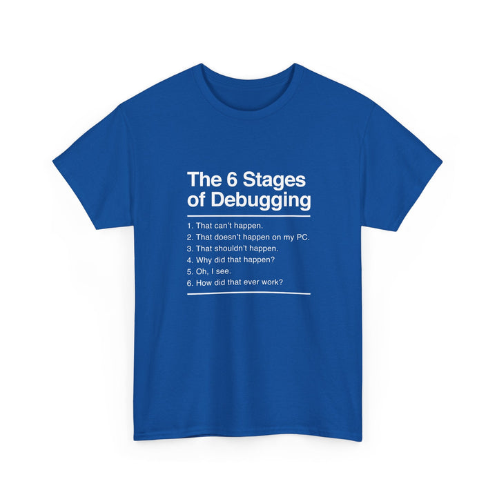 The 6 Stages Of Debugging - Coder Shirt - It Shirt -  Unisex Regular Crewneck T-Shirt