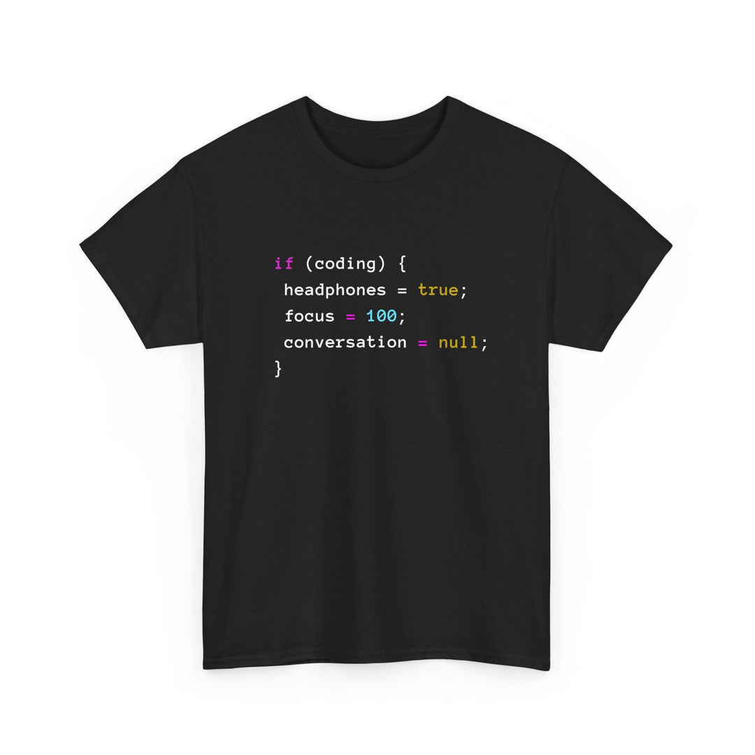 Coding With Headphones Javascript T-Shirt - Nerd Shirt -  Unisex Regular Crewneck T-Shirt
