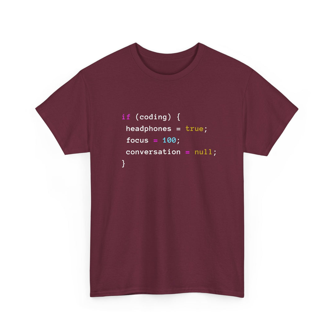 Coding With Headphones Javascript T-Shirt - Nerd Shirt -  Unisex Regular Crewneck T-Shirt