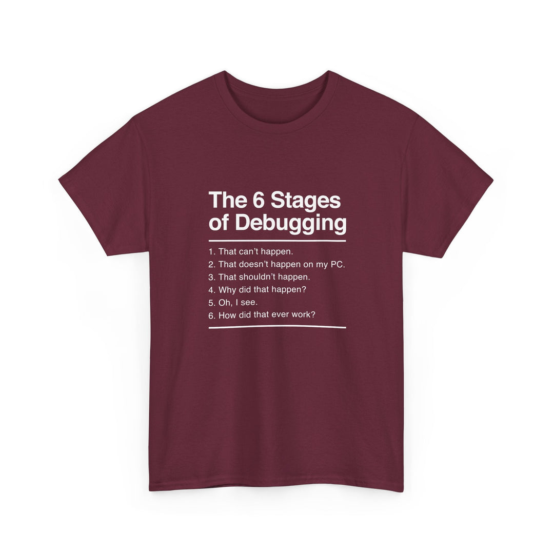 The 6 Stages Of Debugging - Coder Shirt - It Shirt -  Unisex Regular Crewneck T-Shirt