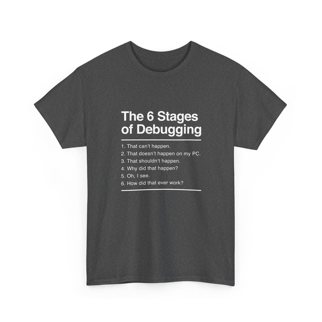 The 6 Stages Of Debugging - Coder Shirt - It Shirt -  Unisex Regular Crewneck T-Shirt