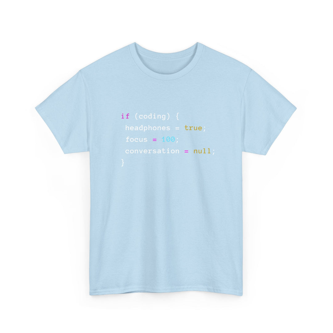 Coding With Headphones Javascript T-Shirt - Nerd Shirt -  Unisex Regular Crewneck T-Shirt