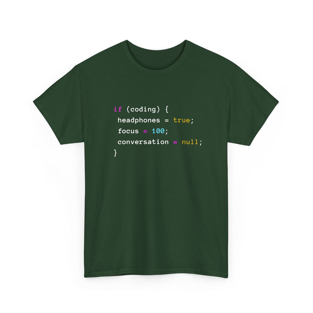 Coding With Headphones Javascript T-Shirt - Nerd Shirt -  Unisex Regular Crewneck T-Shirt