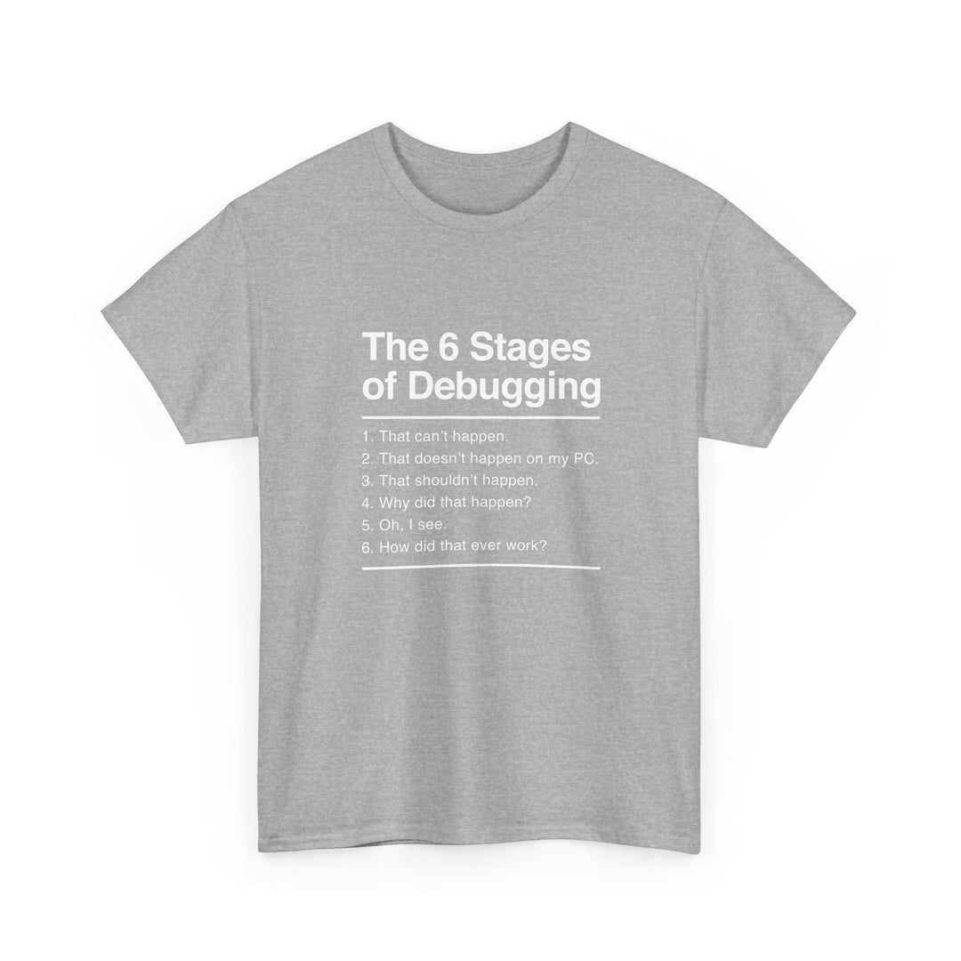 The 6 Stages Of Debugging - Coder Shirt - It Shirt -  Unisex Regular Crewneck T-Shirt