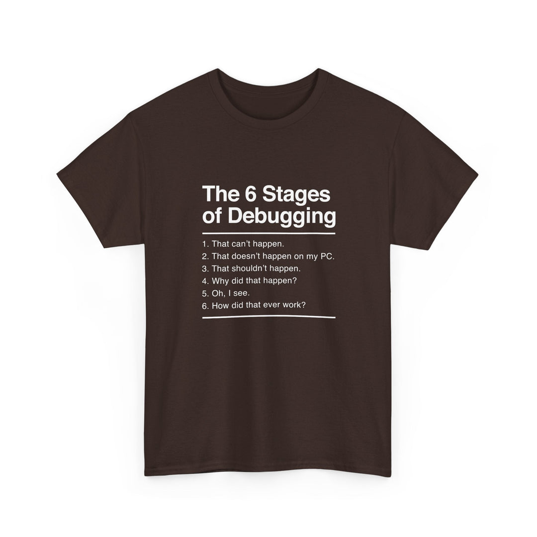 The 6 Stages Of Debugging - Coder Shirt - It Shirt -  Unisex Regular Crewneck T-Shirt