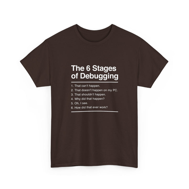 The 6 Stages Of Debugging - Coder Shirt - It Shirt -  Unisex Regular Crewneck T-Shirt