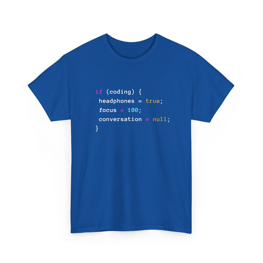 Coding With Headphones Javascript T-Shirt - Nerd Shirt -  Unisex Regular Crewneck T-Shirt