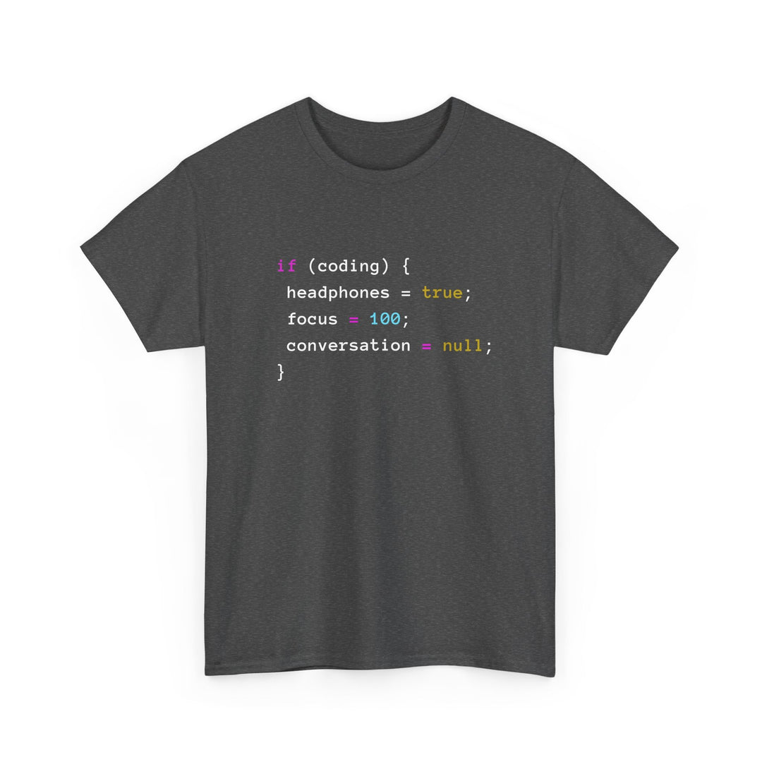 Coding With Headphones Javascript T-Shirt - Nerd Shirt -  Unisex Regular Crewneck T-Shirt