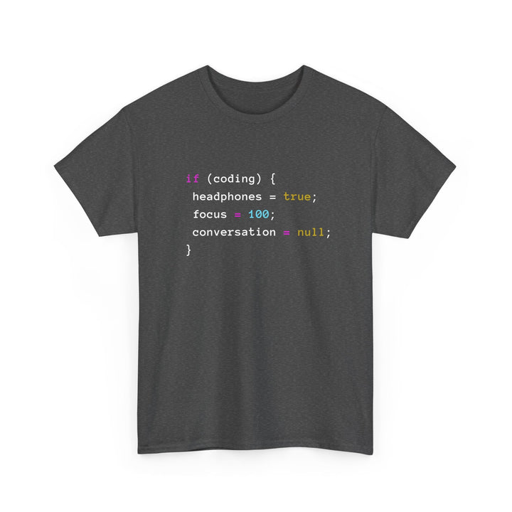 Coding With Headphones Javascript T-Shirt - Nerd Shirt -  Unisex Regular Crewneck T-Shirt
