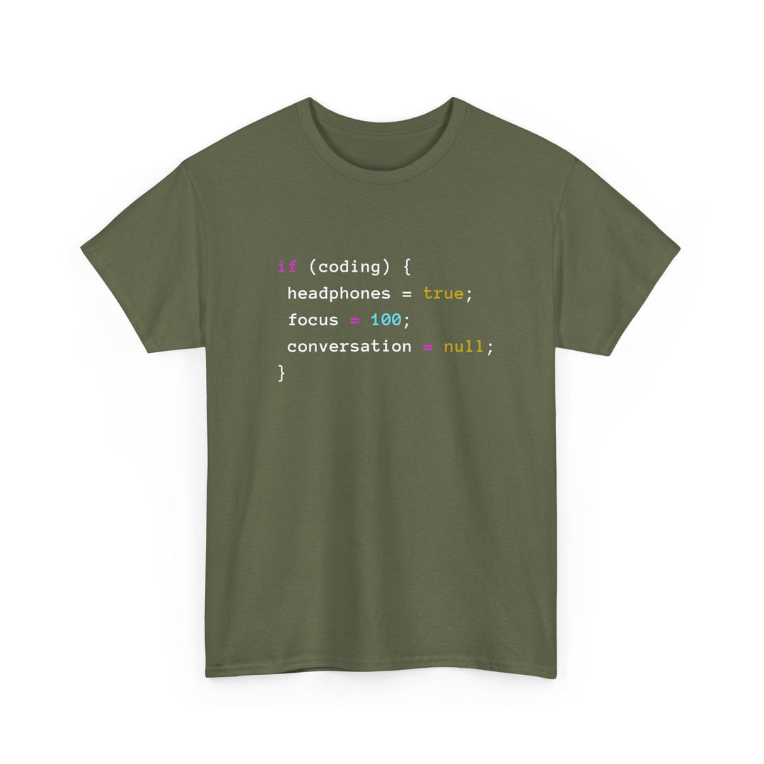 Coding With Headphones Javascript T-Shirt - Nerd Shirt -  Unisex Regular Crewneck T-Shirt