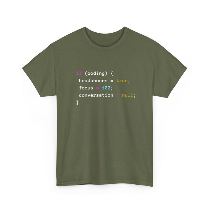 Coding With Headphones Javascript T-Shirt - Nerd Shirt -  Unisex Regular Crewneck T-Shirt